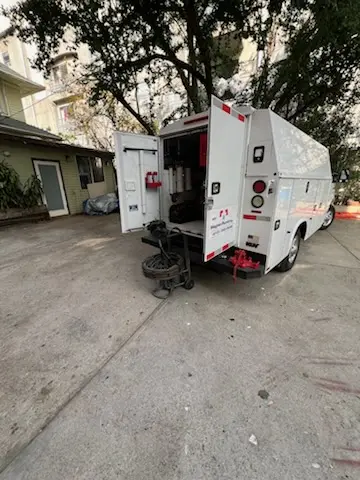 Magnet Plumbing service vehicle on-site for Sewer Line Repair in Beverly Crest